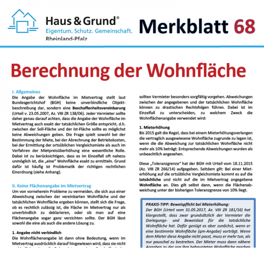 Merkblatt: Berechnung der Wohnfläche