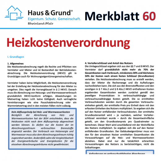 Merkblatt: Heizkostenverordnung