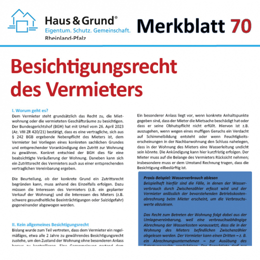 Merkblatt: Besichtigungsrecht des Vermieters