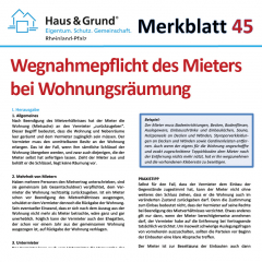 Merkblatt: Wegnahmepflicht des Mieters bei Wohnungsräumung