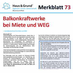 Merkblatt: Balkonkraftwerke bei Miete und WEG